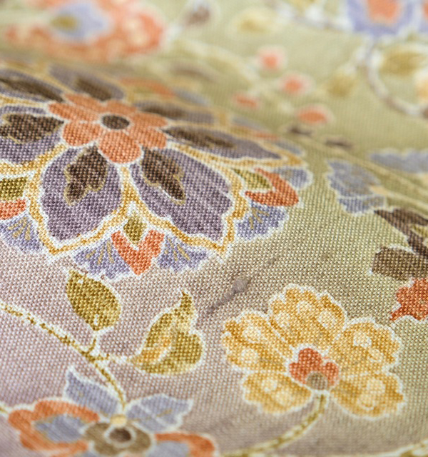 しょうざん生紬 訪問着 染分 茶屋辻 楼閣 橋 流水 桜楓 イ5834 2/23